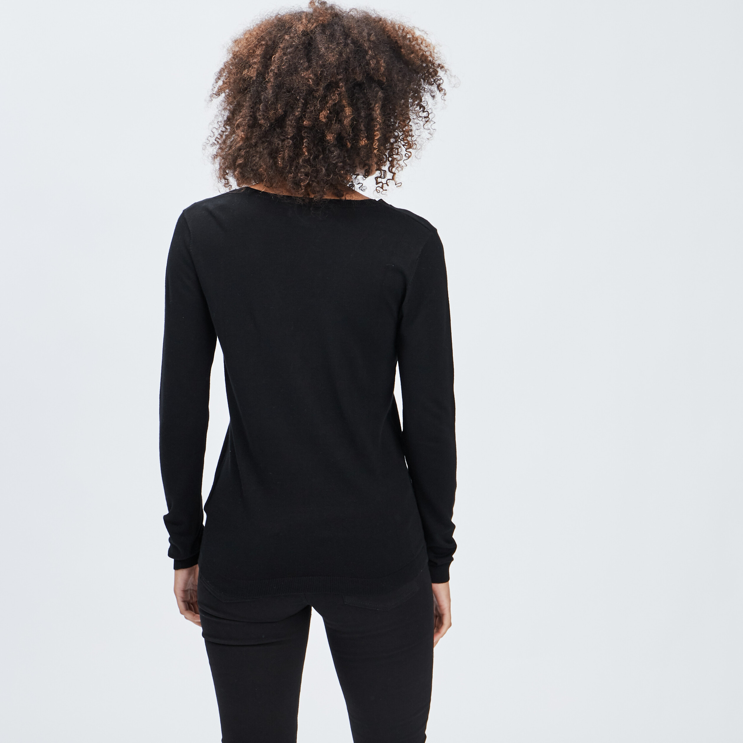 Gilet boutonné avec col en V noir femme | La Halle