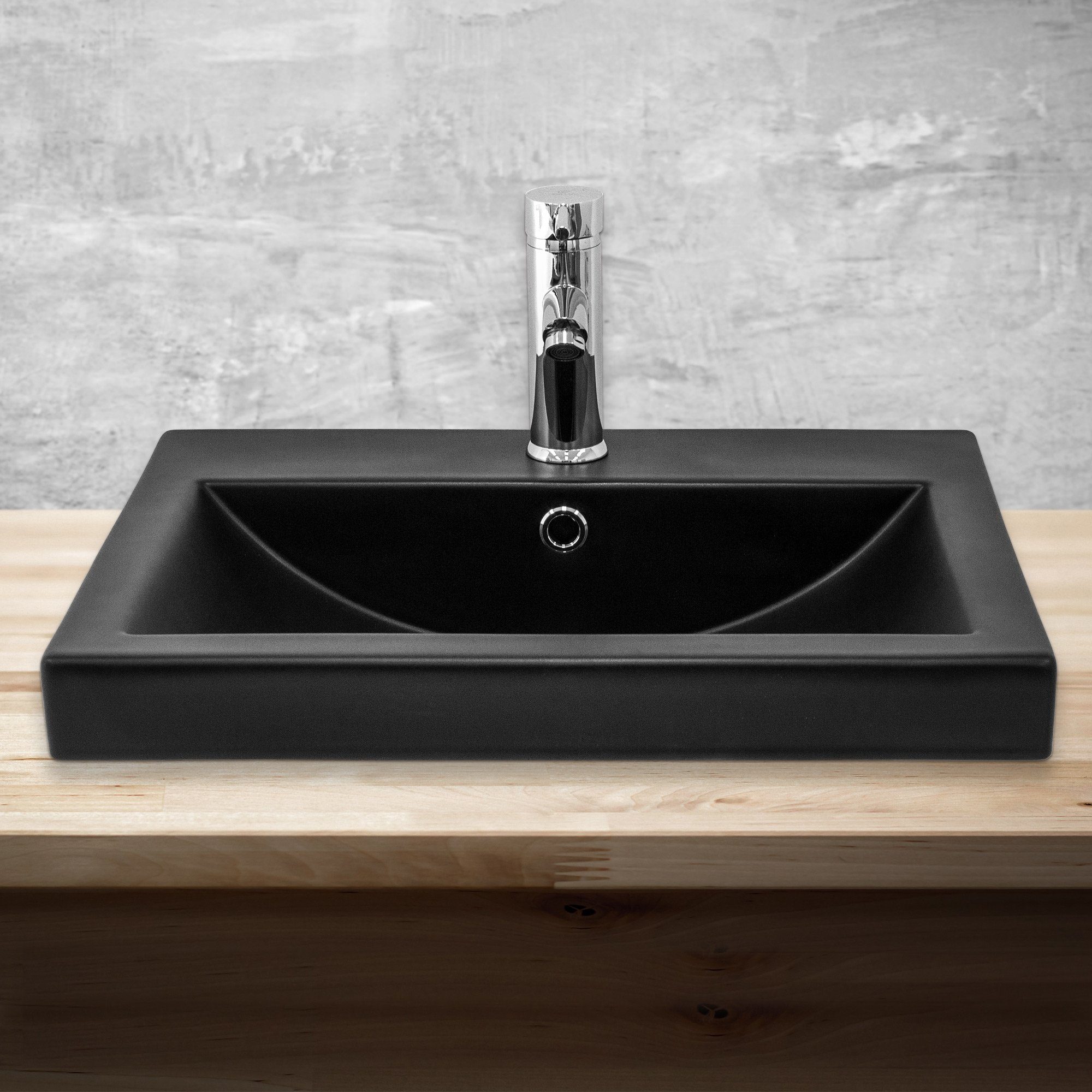 ML-DESIGN Waschbecken Waschbecken Rechteckig 53,5x46x16,5 cm Schwarz matt aus Keramik