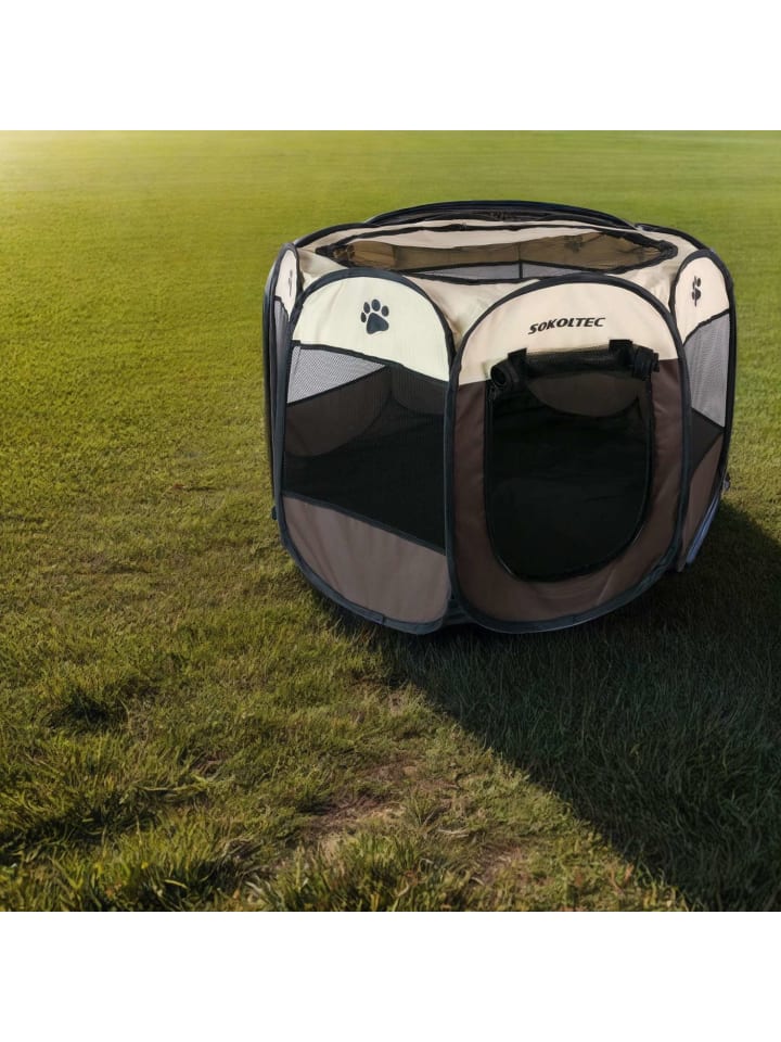 Intirilife Laufstall für Haustiere 77 x 58 cm in Braun mit Pfoten günstig kaufen onesize