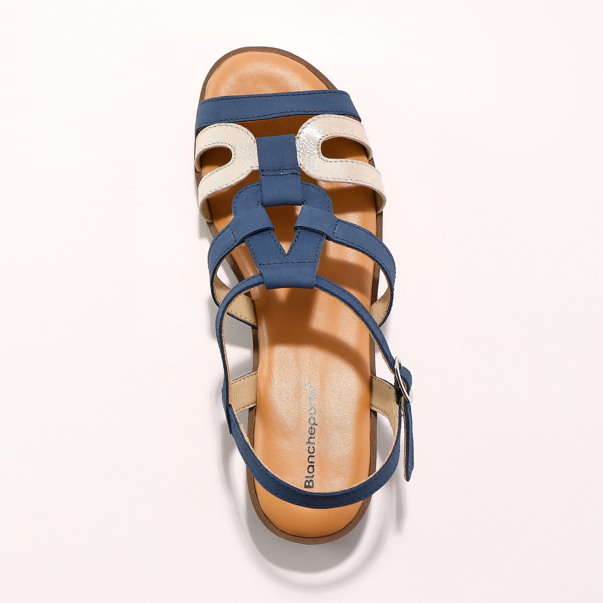 Sandales compensées cuir bi-matière