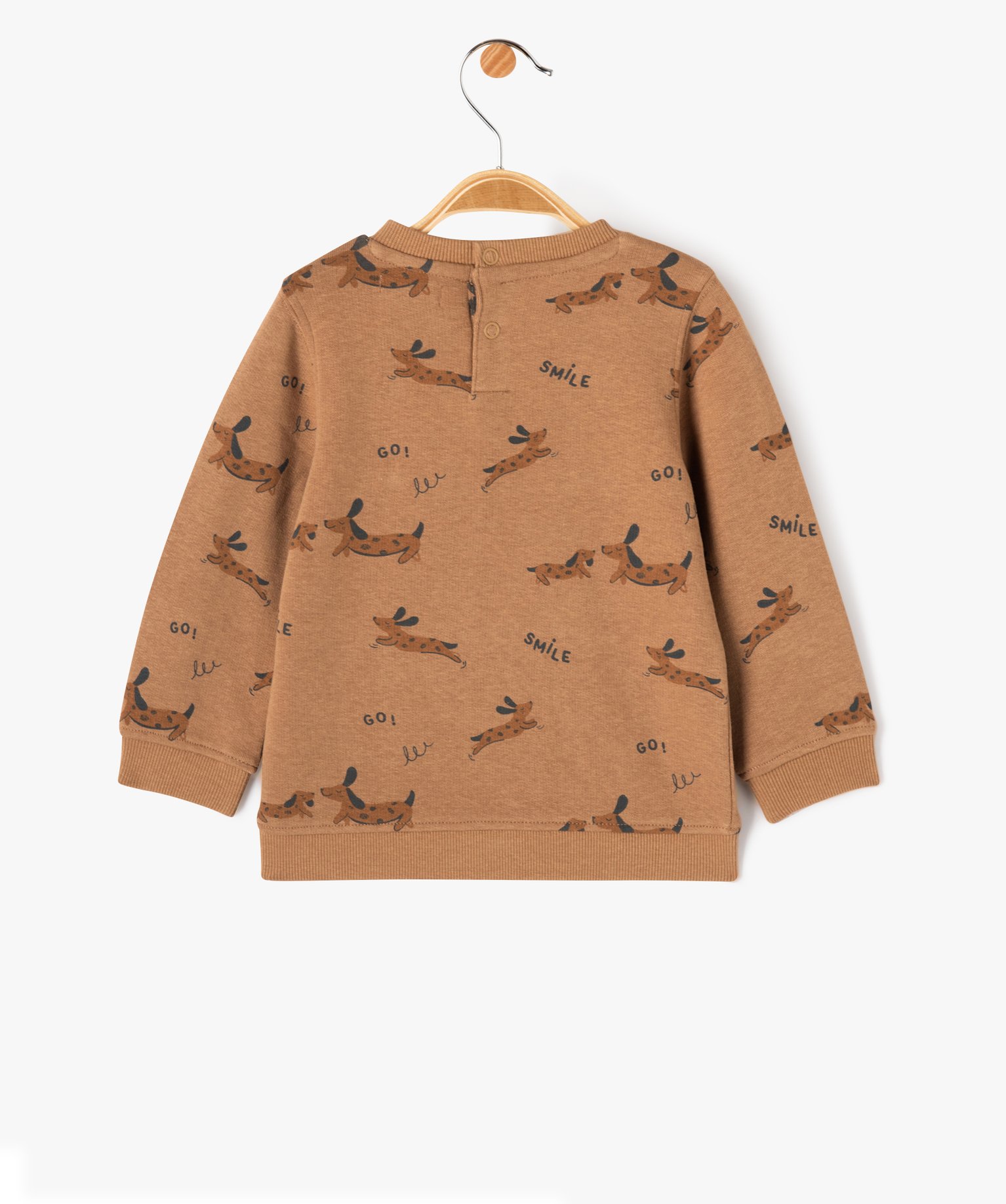 Sweat en maille bouclette imprimée bébé Garçon marron | GEMO