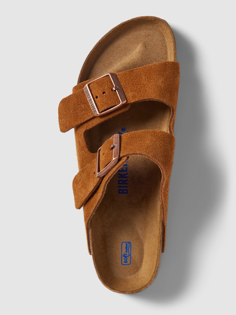 Slides aus echtem Leder Modell 'ARIZONA' in cognac