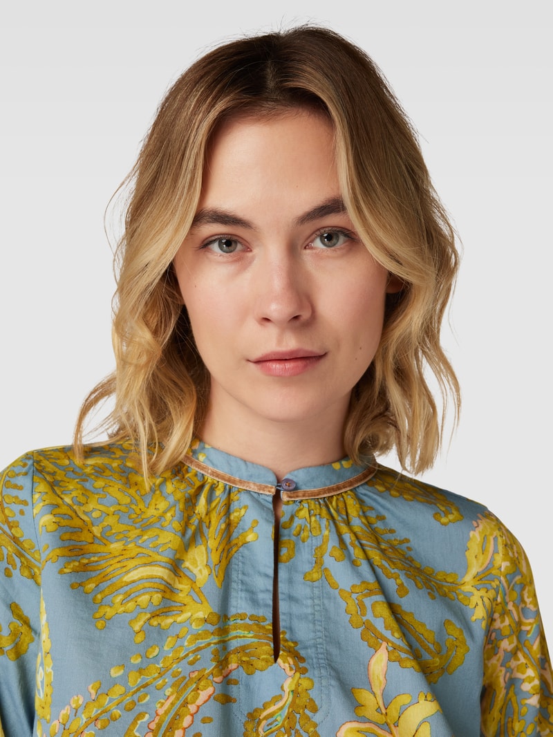 Schluppenbluse mit Paisley-Muster in rauchblau