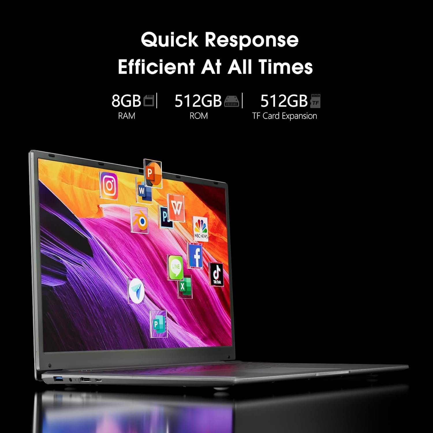 SGIN ‎M17 Pro Notebook (Intel Celeron, Celeron, 512 GB SSD, Full HD Diaplay 8 GB RAM, Vielseitige Konnektivität, leicht, tragbar)