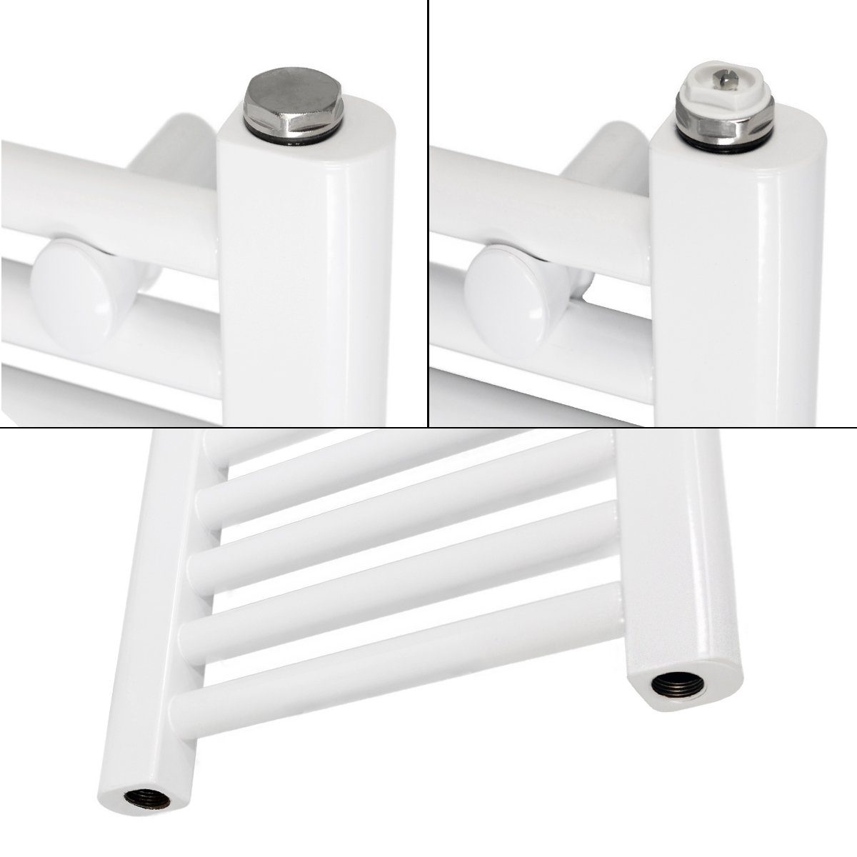 ECD Germany Badheizkörper Elektrisch mit Heizstab 1200W, 600x1500mm Weiß