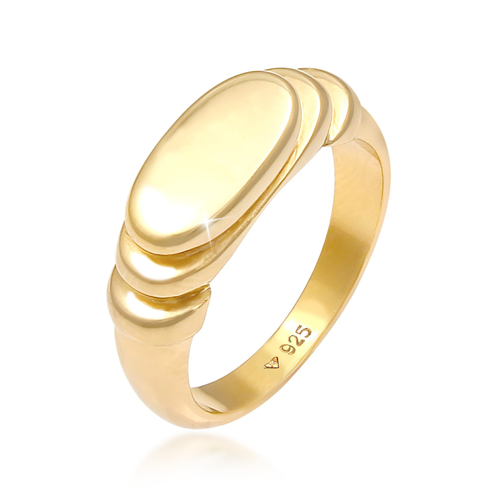Elli Elli Bague Bague sceau femme polie ovale dégradée en argent massif 925 Bague