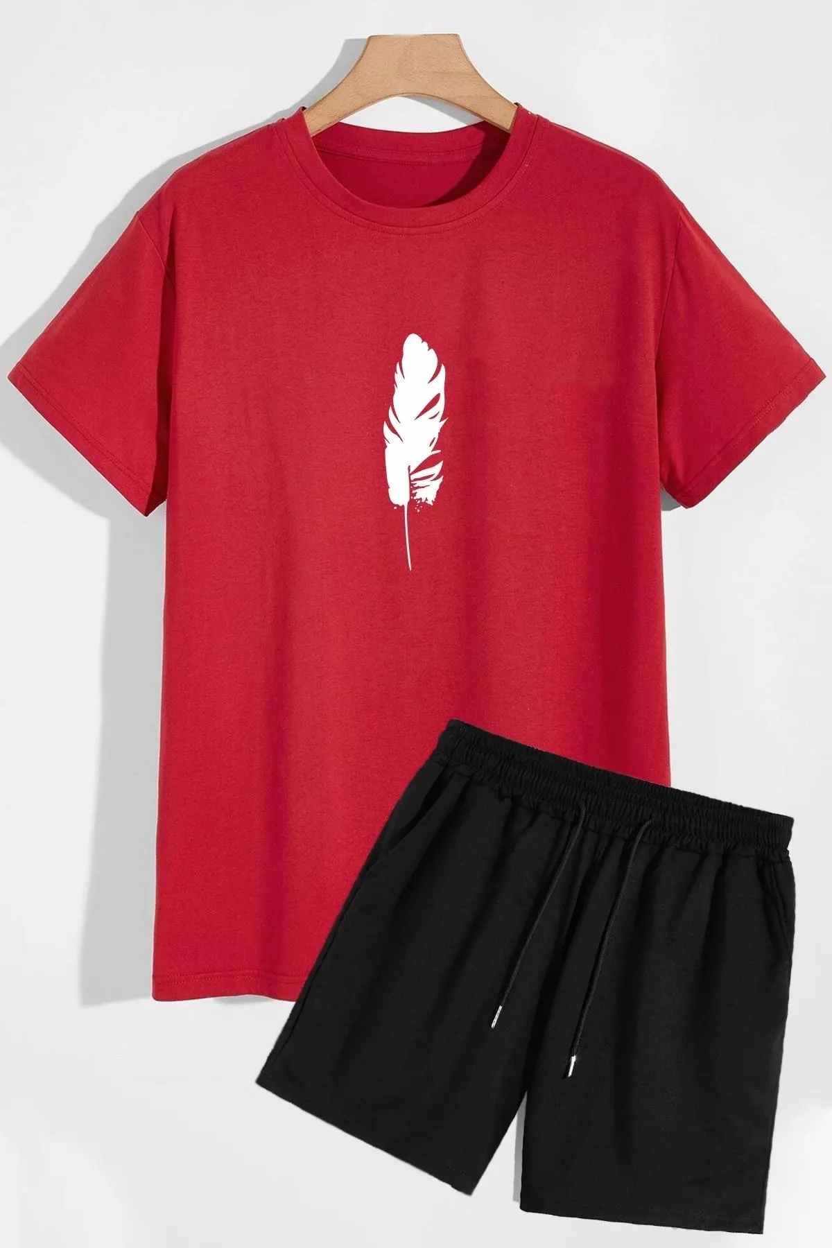trendypassion  Feder-Shorts-T-Shirt-Trainingsanzug-Set
