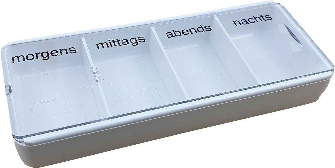 Zahndose Stammartikel Tablettendose Medikamentendispenser 1 Tag 4 Fächer Pillen