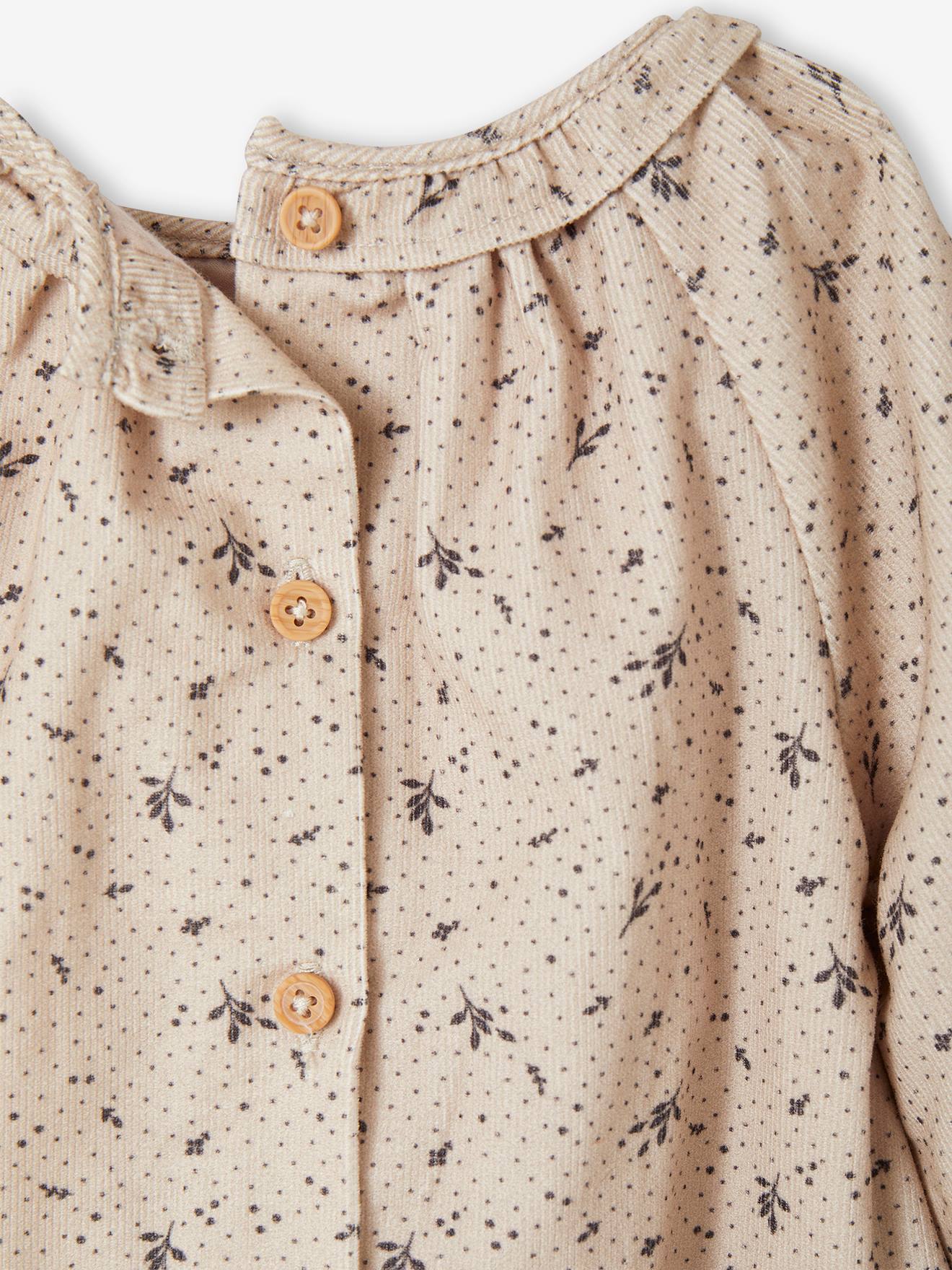 Ensemble naissance robe en velours et collants bébé argile
