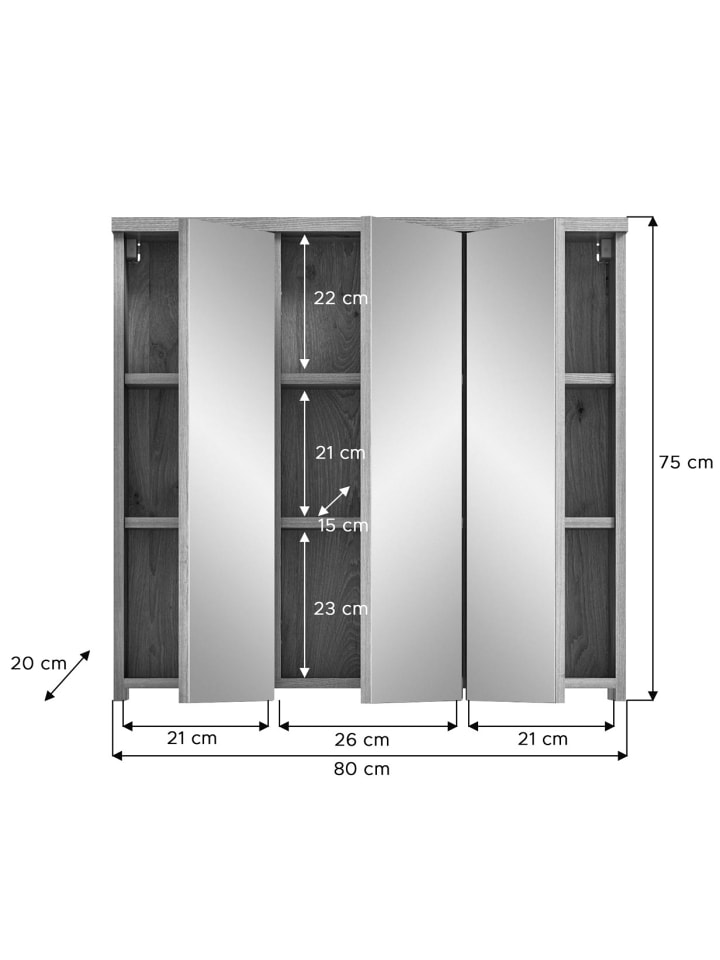 ebuy24 Badmöbelset Grado 3-teilig Eiche 140 x 48 cm günstig kaufen onesize