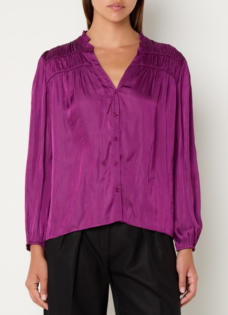 ba&sh Cessia satin blouse with V-neck