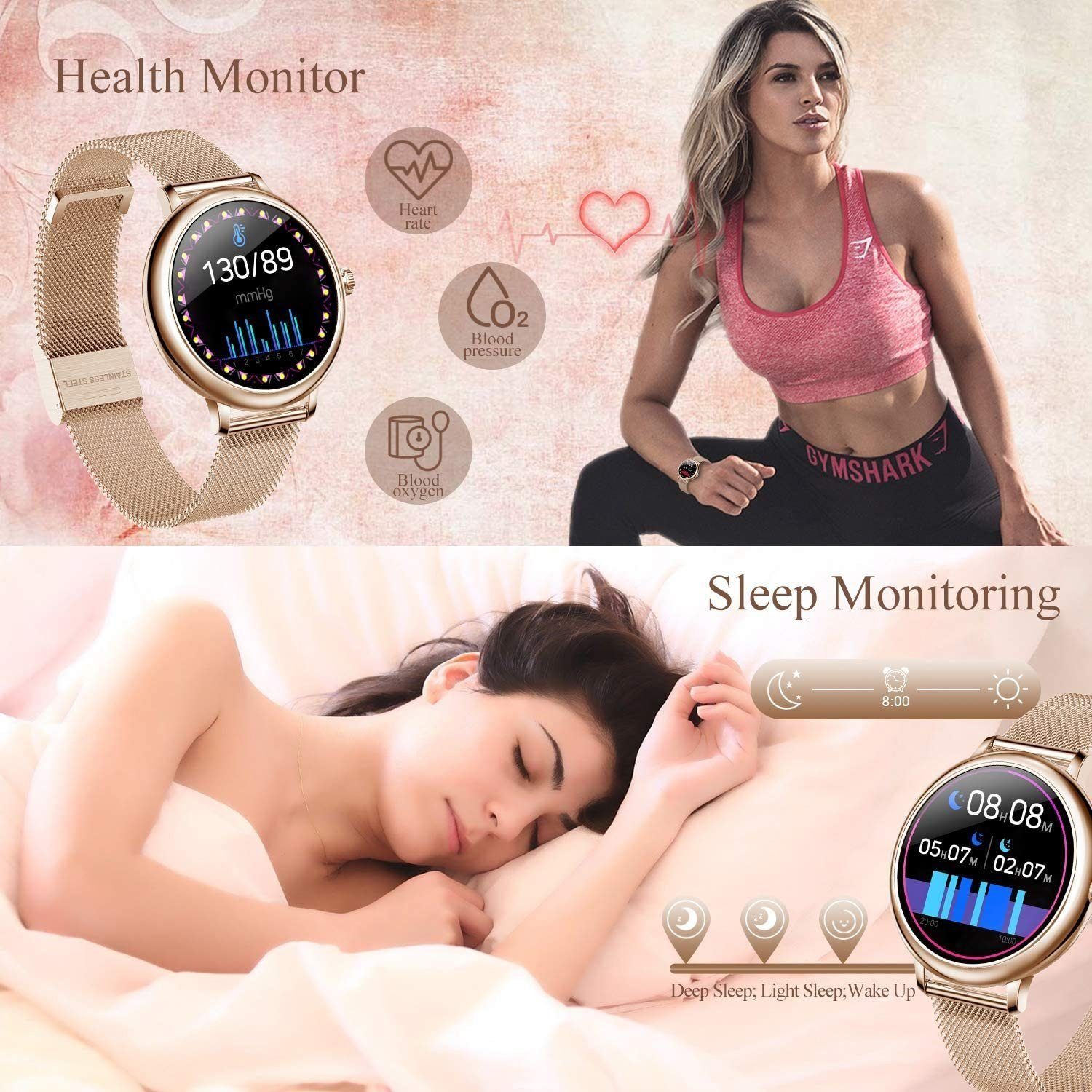 Mutoy Smartwatch, Fitness Tracker Uhr, Damen Herren Smartwatch (Fitnessuhr mit Telefonfunktion 1,08