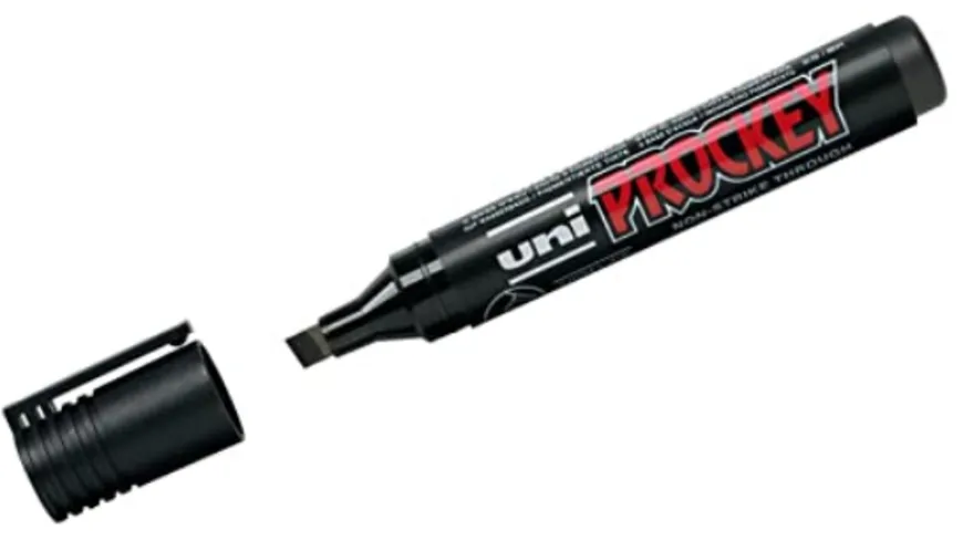 FABER-CASTELL Marker Uni Prockey Keilspitze schwarz schwarz