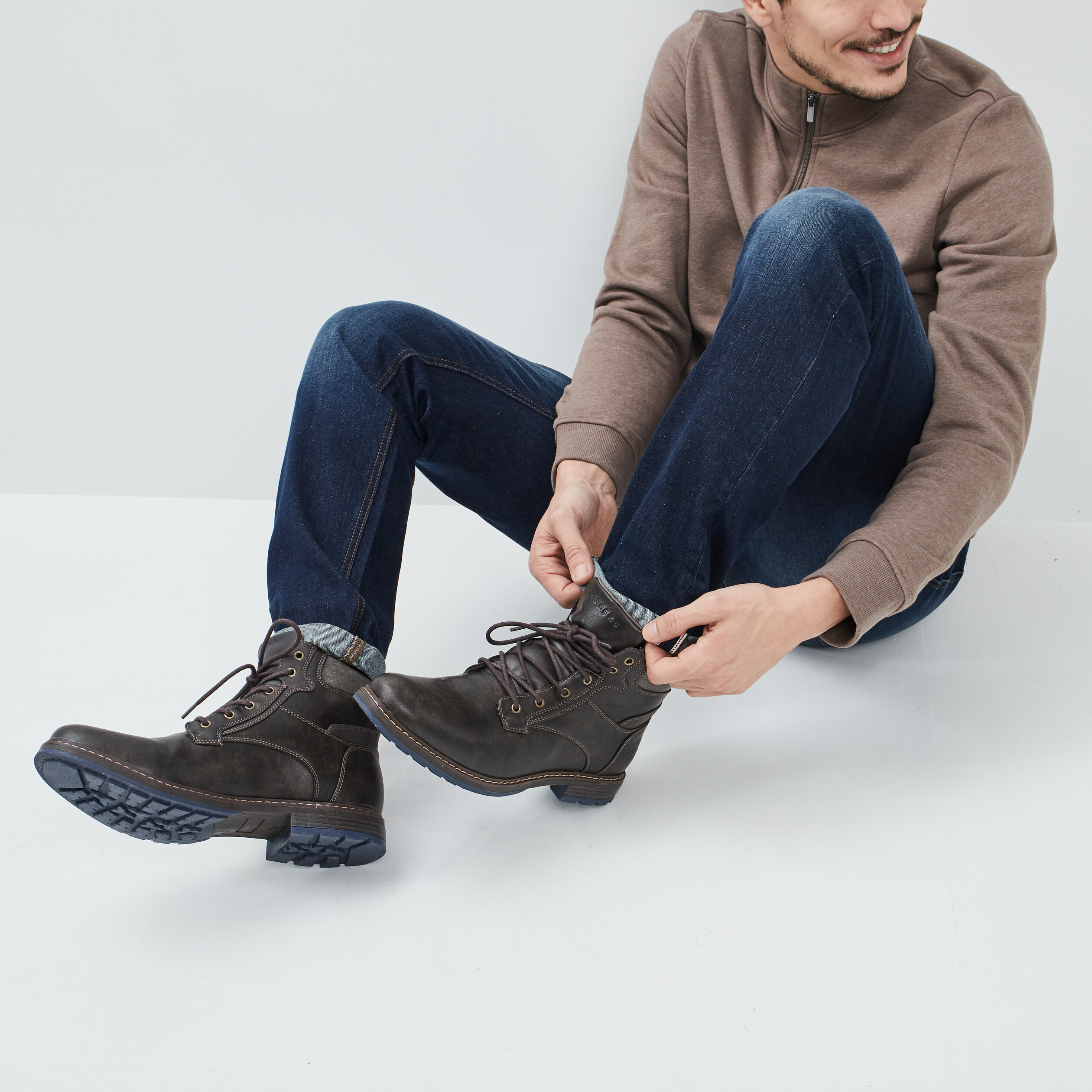 Bottines à lacets marron homme | La Halle