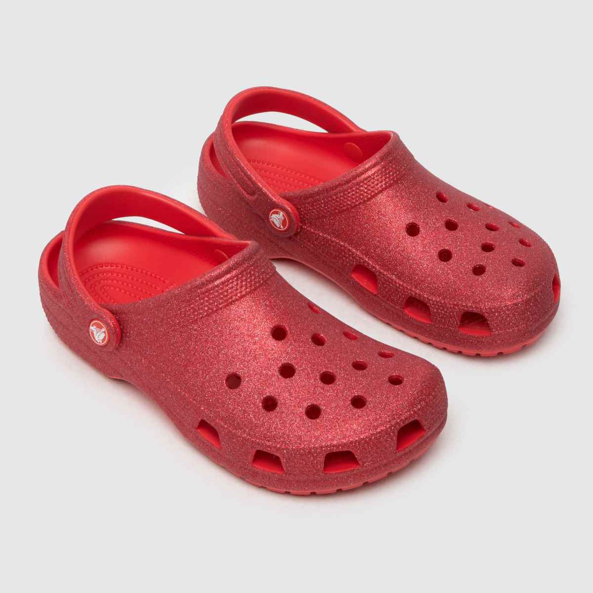 Crocs klasszikus csillámos klumpa szandál piros színben
