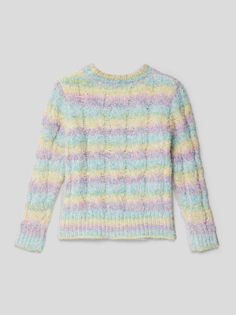 Strickpullover mit Zopfmuster Modell 'JOLIE' in bleu