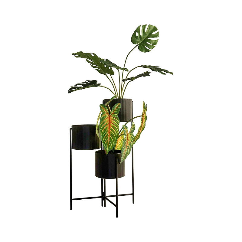 Home Pidestall 37x65 cm 3 potter metall sort
