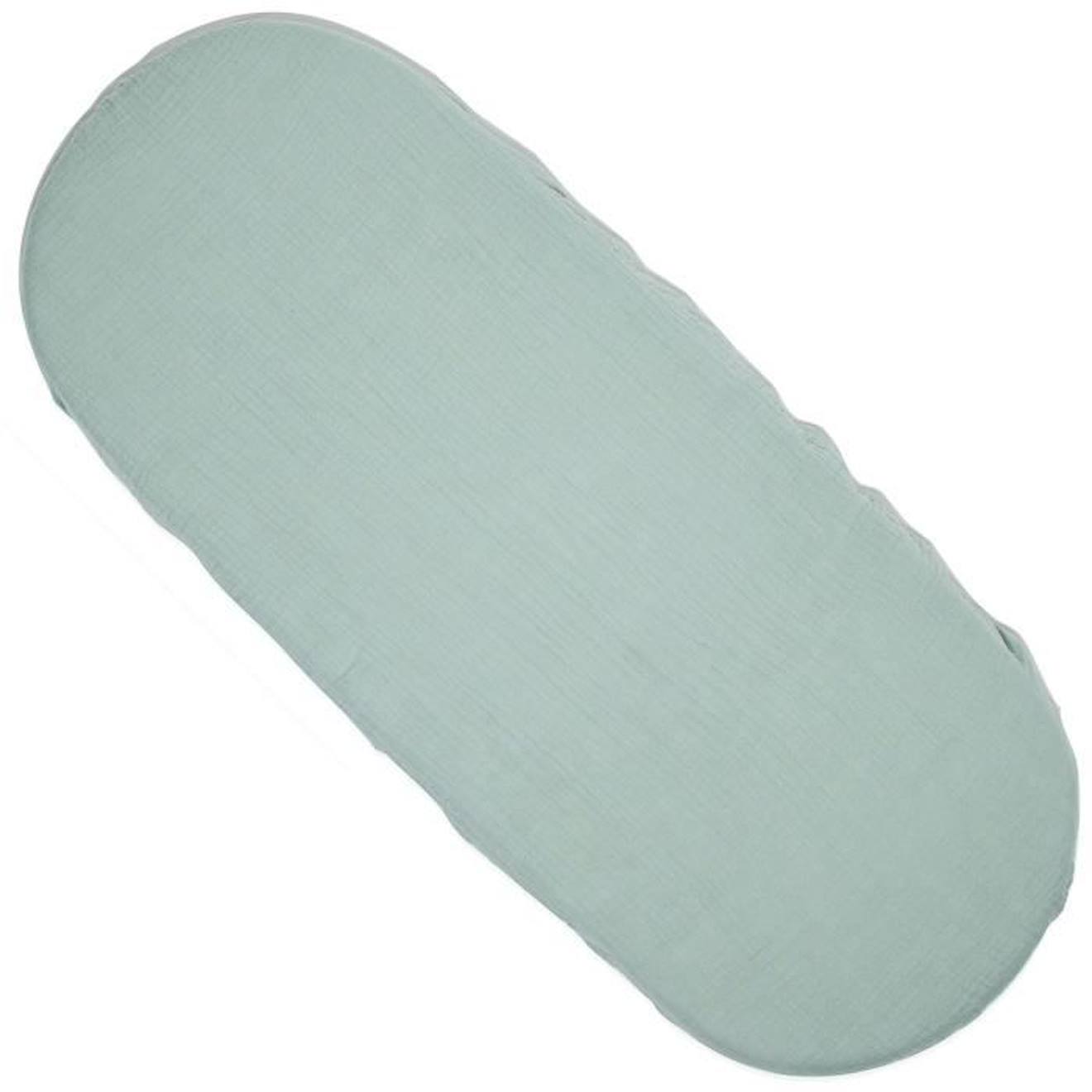 Drap housse couffin ovale en gaze de coton, Jeanne Vert de gris Dès la naissance Vert De Gris vert