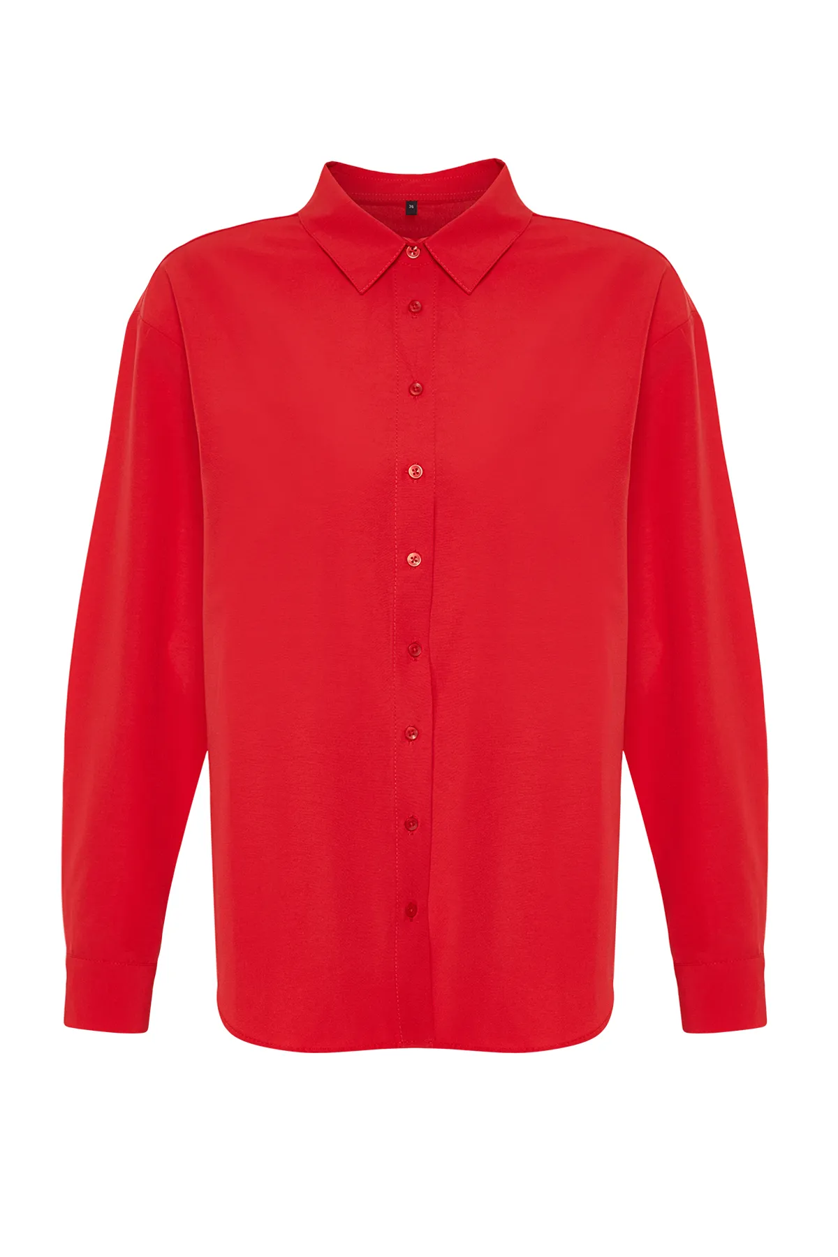 Trendyol Collection  Rotes, locker sitzendes, gewebtes Hemd TWOAW20GO0107