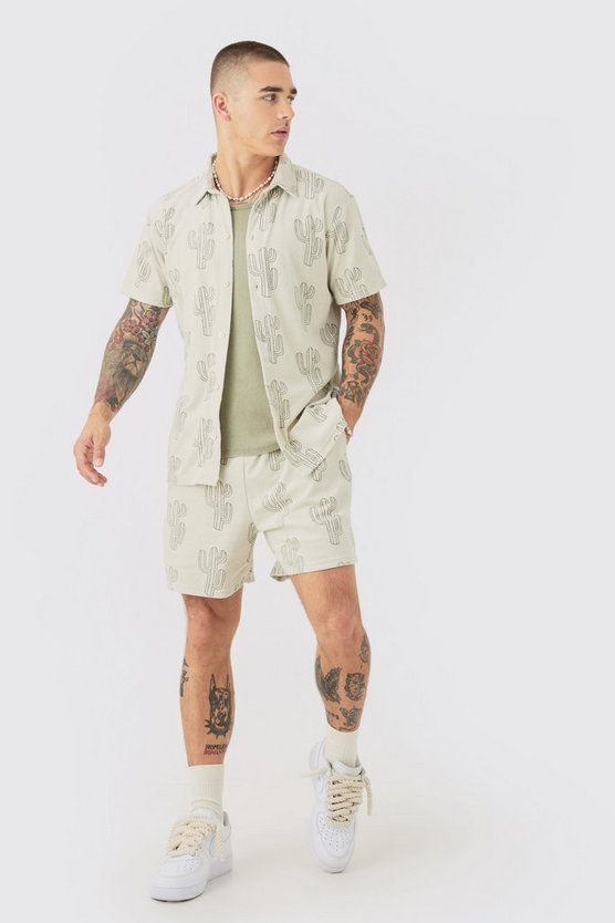 Towelling Cactus Shirt & Short Set