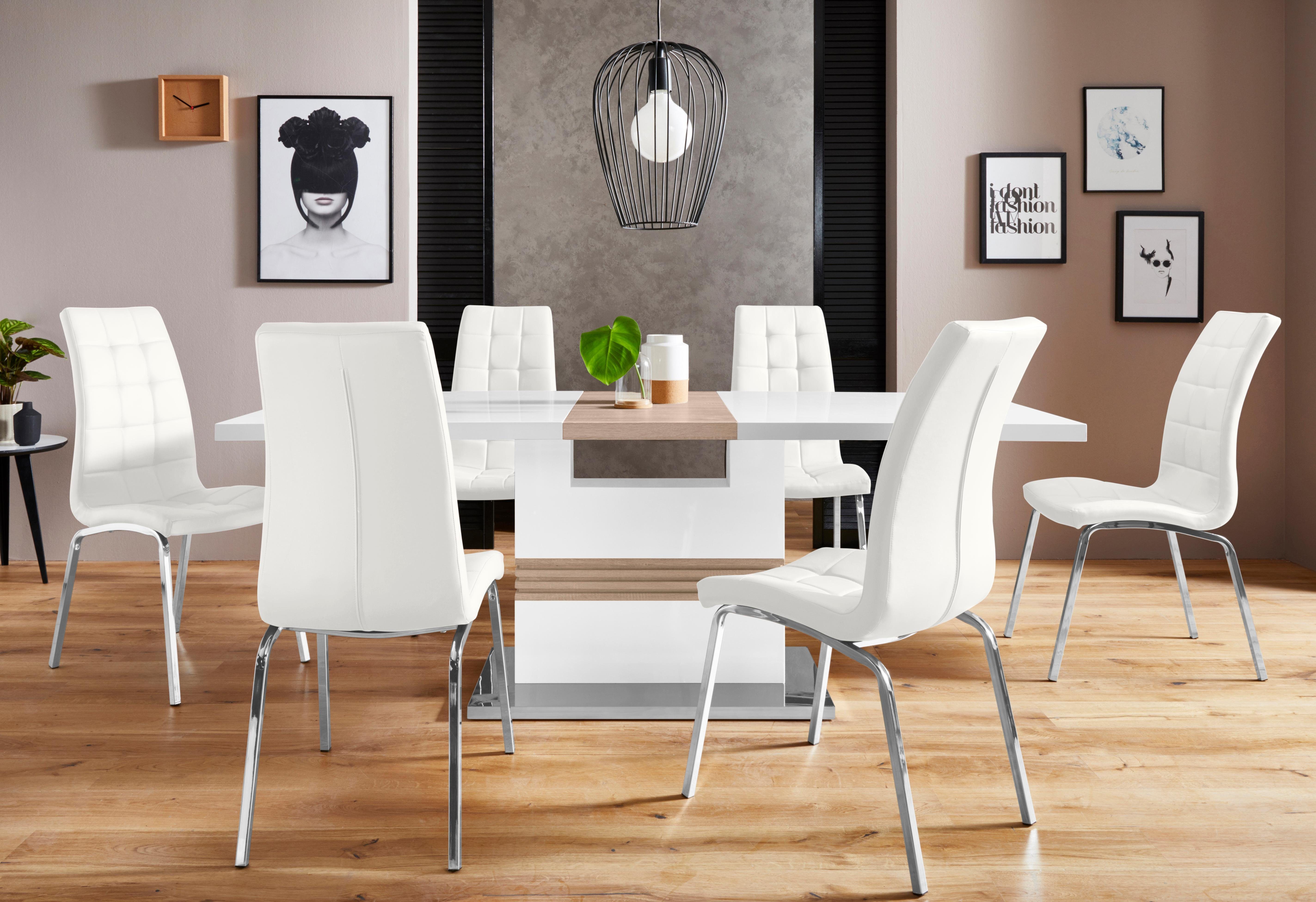 INOSIGN Essgruppe Perez/Lila, (Set, 5-tlg), mit 4 Stühlen, Tisch ausziehbar, Breite 160-200 cm