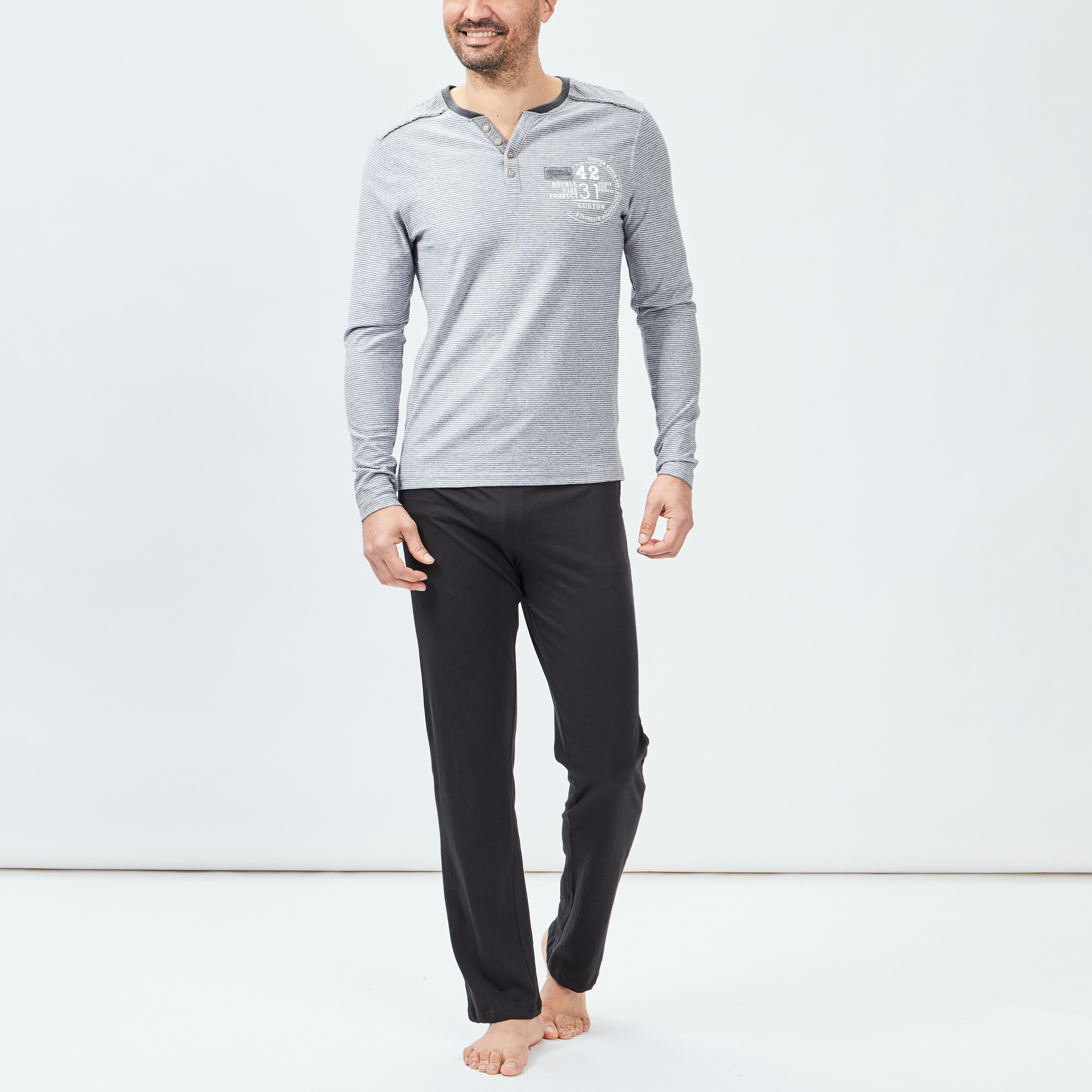 Ensemble pyjama 2 pièces gris foncé homme | La Halle