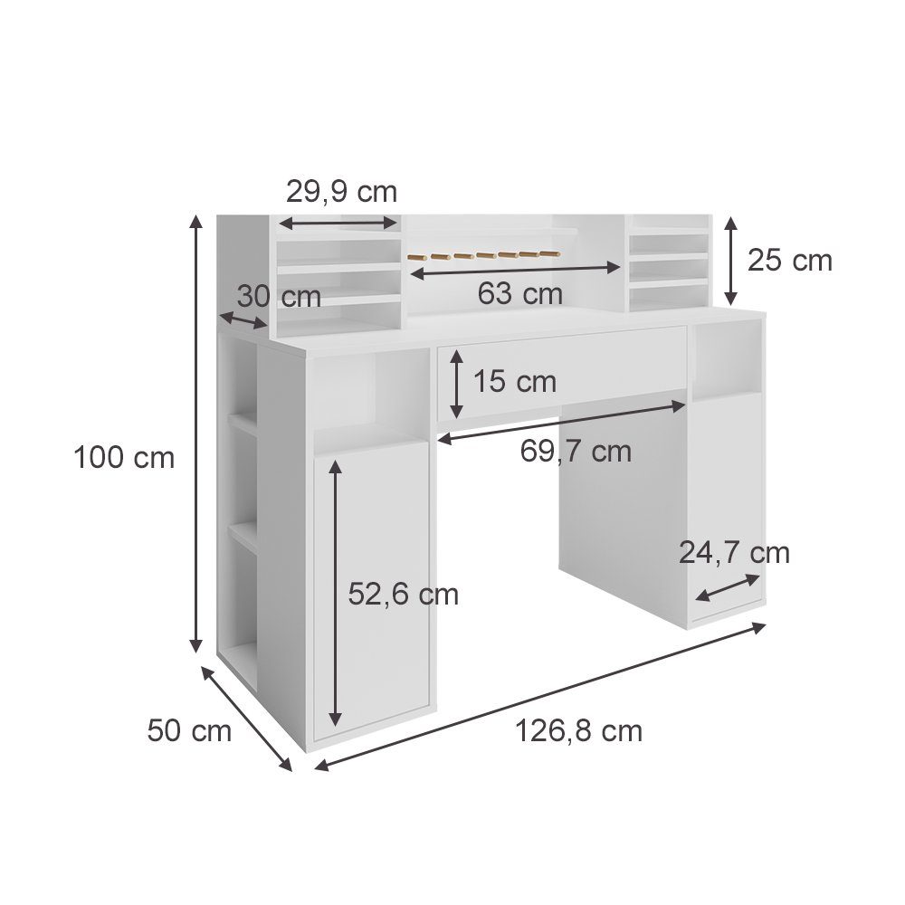 Vicco Schreibtisch Basteltisch XL Weiß