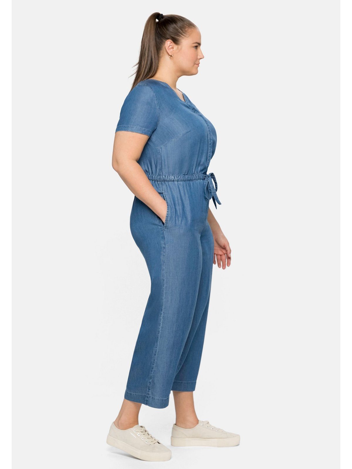Sheego Jumpsuit Große Größen aus Lyocell, in Denim-Optik