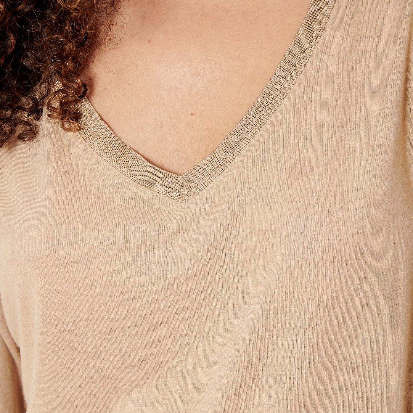 JAIME  T-shirt beige pailleté Femme