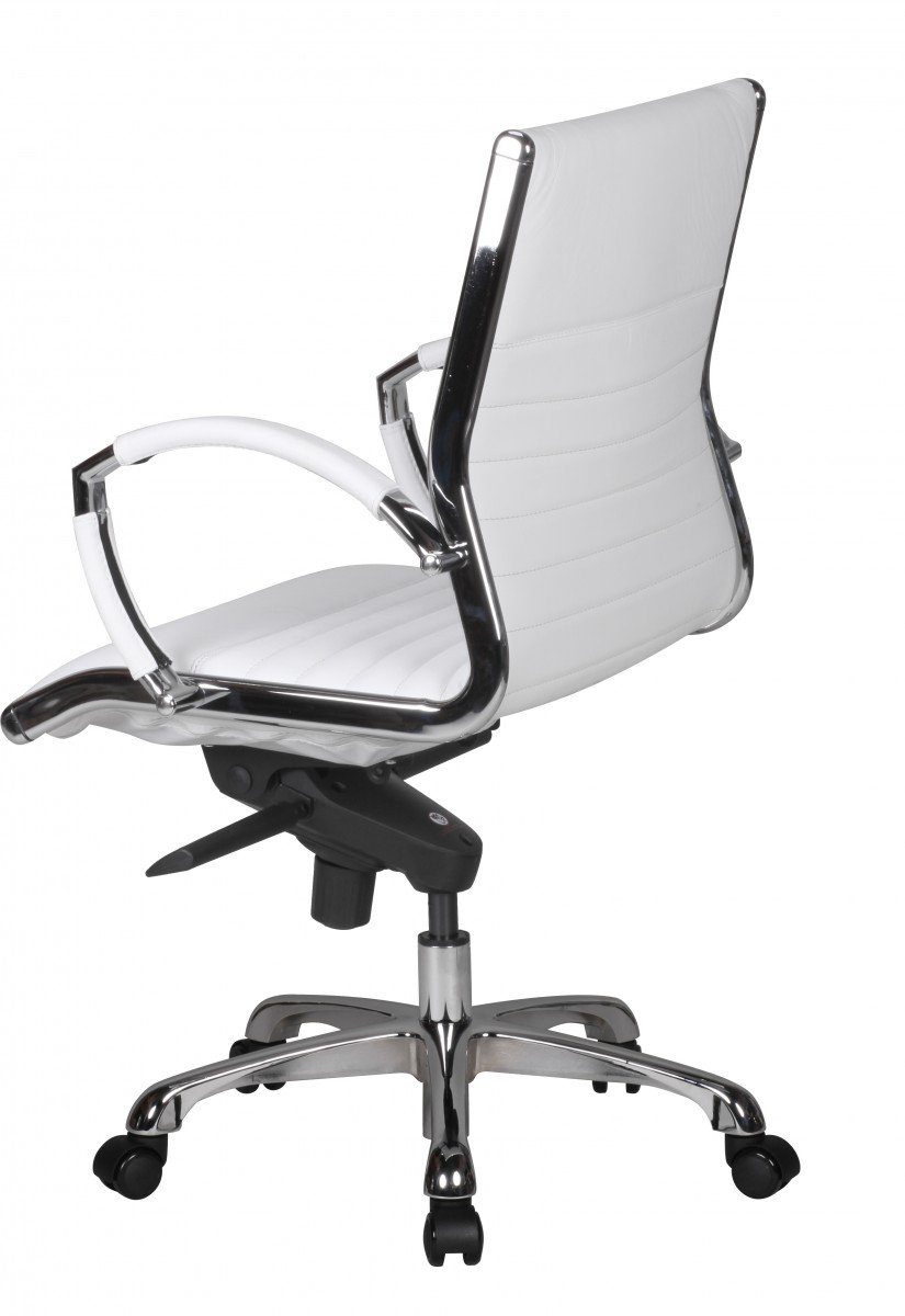 Amstyle Drehstuhl SPM1.236 (SALZBURG 2 Echtleder Weiß Schreibtischstuhl), Bürostuhl XXL 120kg Chefsessel höhenverstellbar