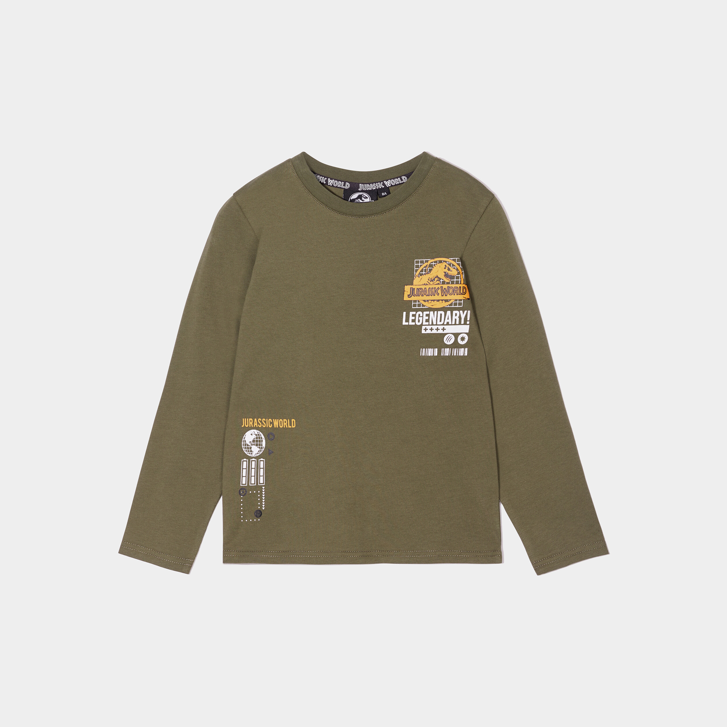 T-shirt manches longues Jurassic Park vert kaki garçon | La Halle
