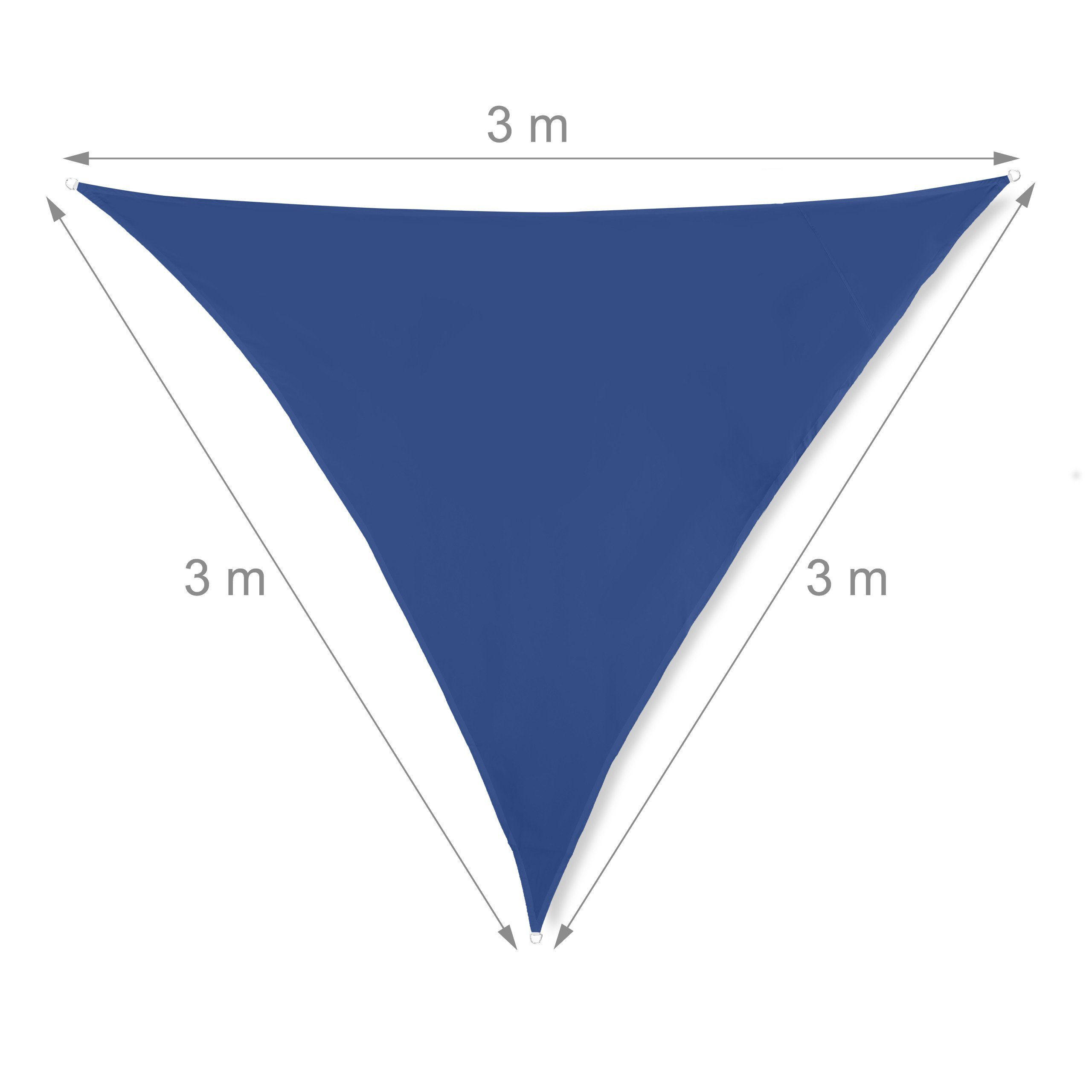 relaxdays Sonnensegel Sonnensegel dunkelblau dreieckig, 3 x 3 x 3 m