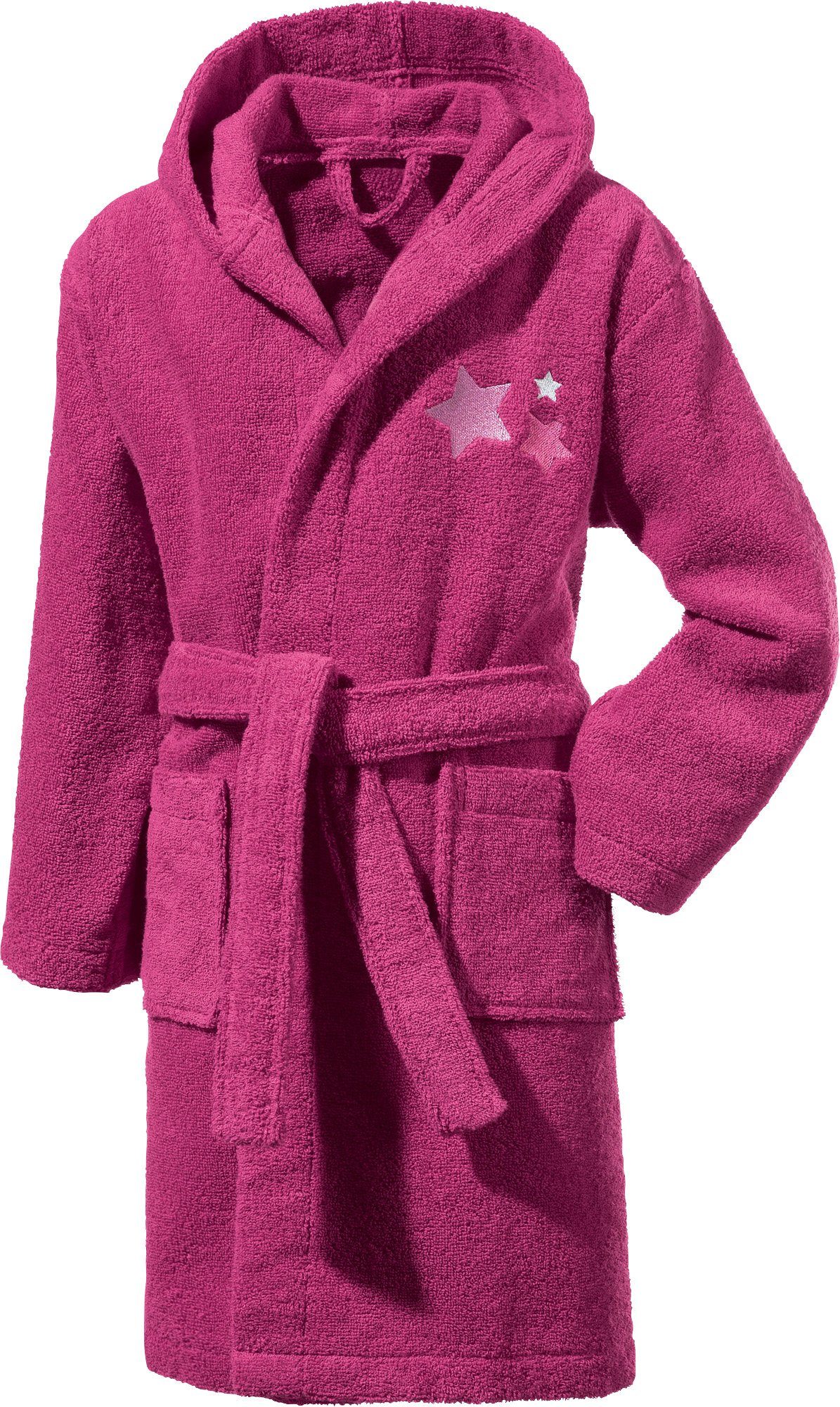 Erwin Müller Kinderbademantel Kinder-Bademantel mit Kapuze, Rückenlänge: 65 cm, Frottier, mit Kapuze, default, Walk-Frottier Uni, Motiv: Sterne, Sterne