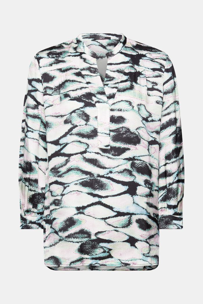 Satinbluse mit V-Ausschnitt und Allover-Muster