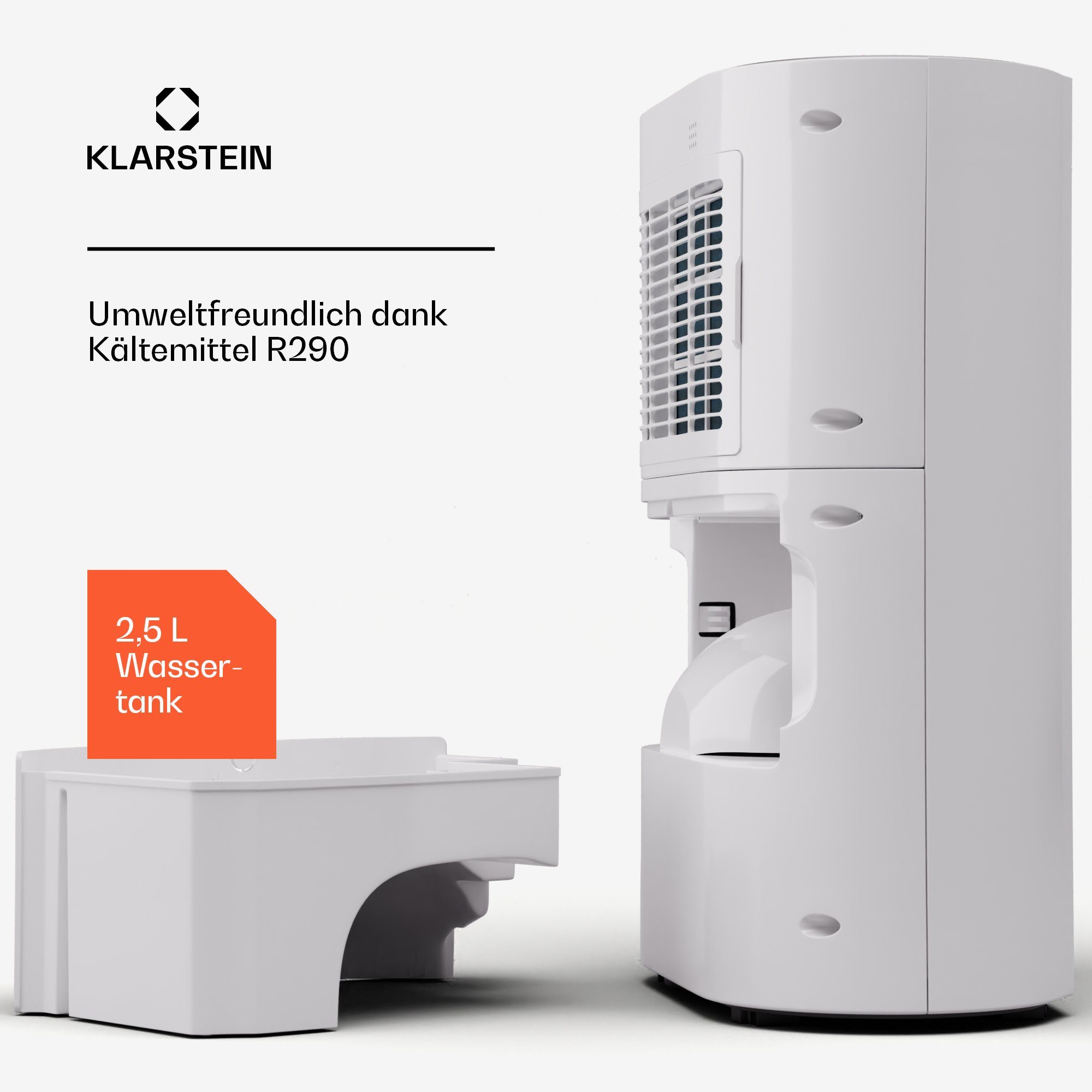 Klarstein Luftentfeuchter AeroDry 10 Luftentfeuchter, elektrisch 165W 10l/d 2,5 L Wasser Tank