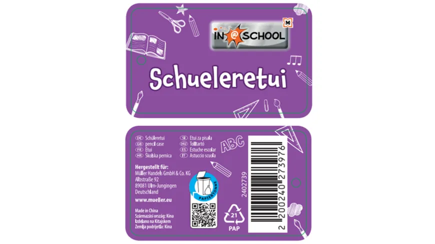 IN@SCHOOL Schüleretui Triple-Decker Girl pink - sortiert
