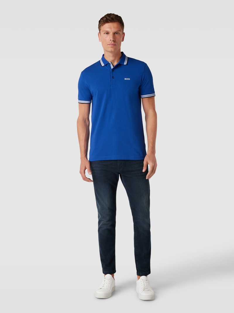 Poloshirt mit Label-Stitching Modell 'PADDY' in royalblau