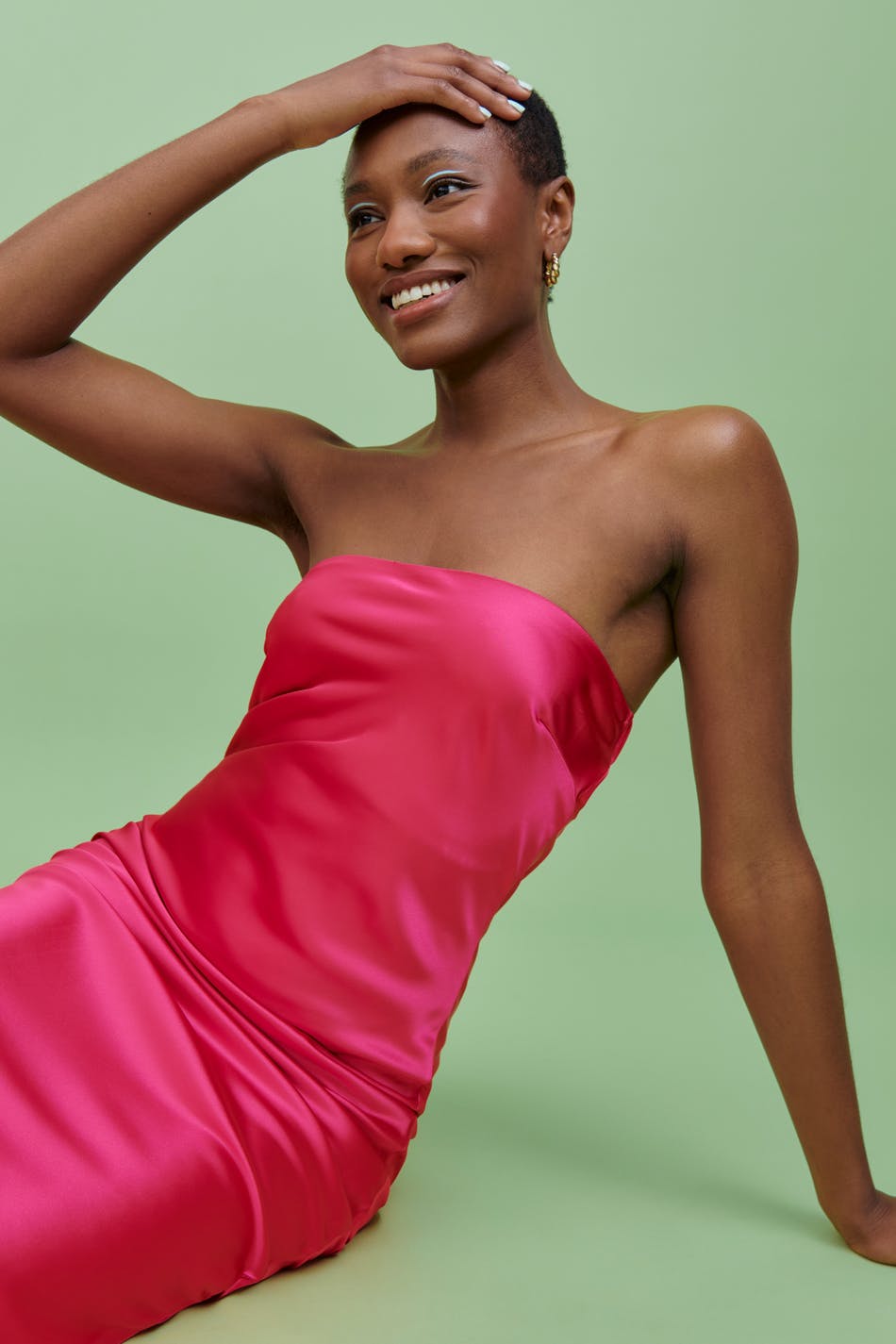 Satin tube midi dress