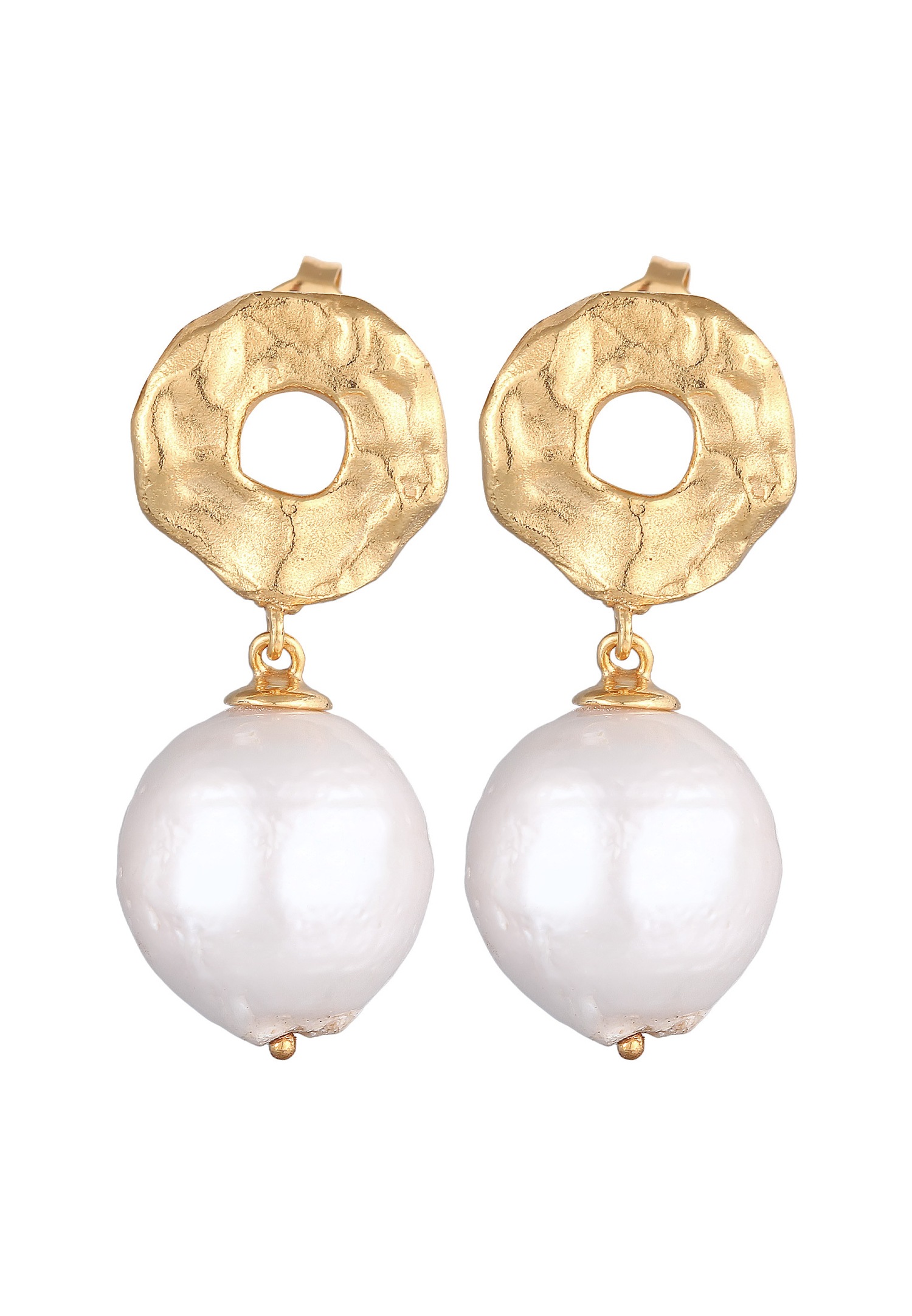 Orecchini da donna Elli PREMIUM in stile barocco strutturato con perle coltivate d'acqua dolce in argento sterling 925