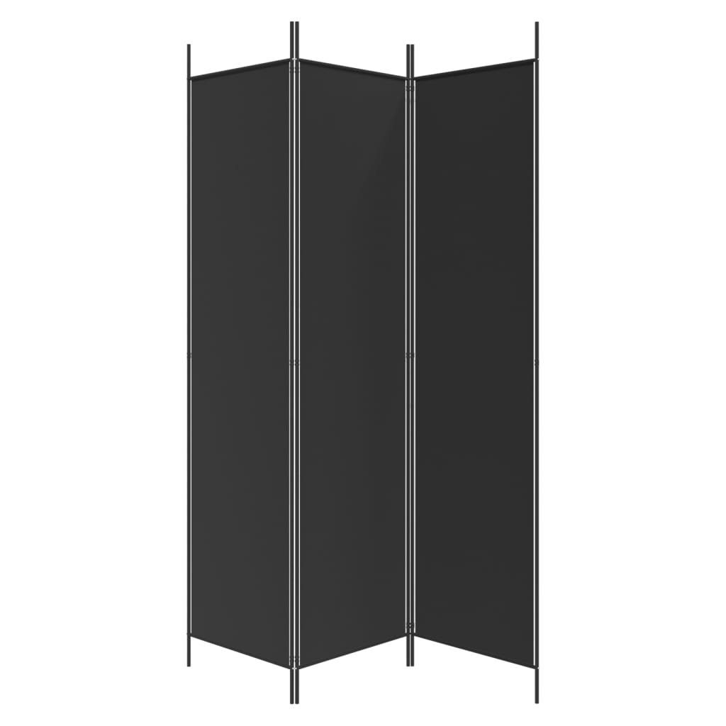vidaXL Raumteiler 3-tlg. Paravent Schwarz 150x200 cm Stoff, 1-tlg.