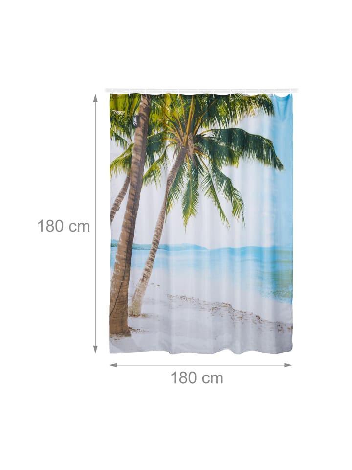 relaxdays Duschvorhang Strand in Bunt - (L)180 x (B)180 cm günstig kaufen onesize