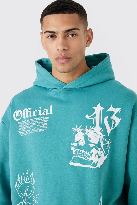 Kurzer Oversize Trainingsanzug mit Graffiti-Print