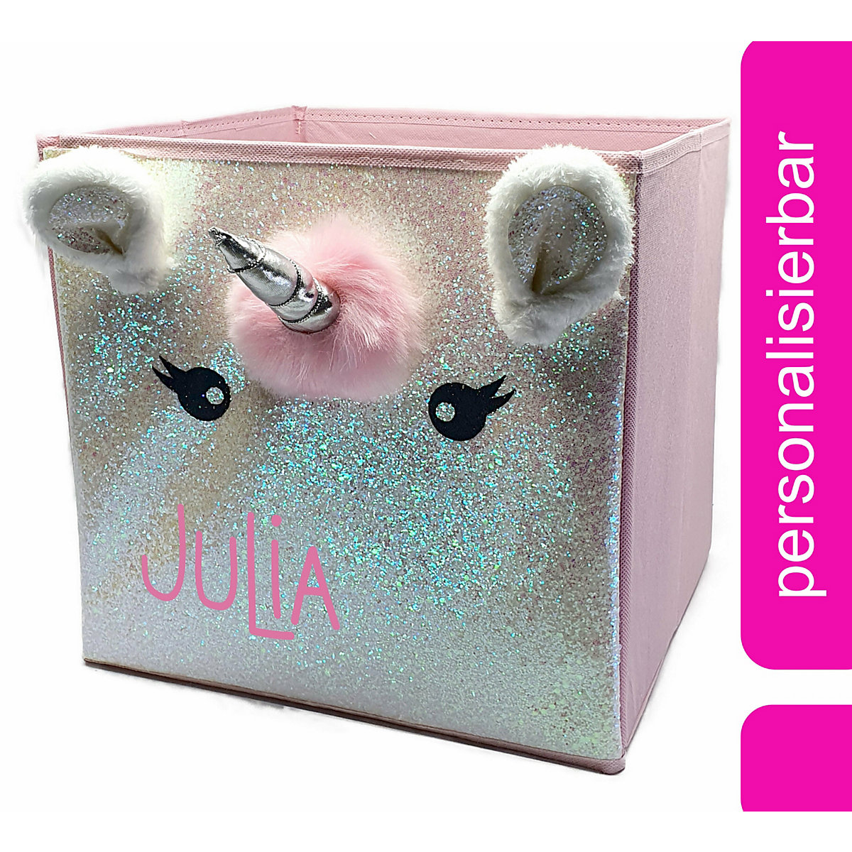 Aufbewahrungsbox personalisiert mit Name Einhorn Klappbar