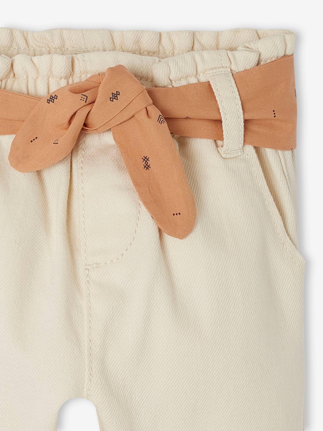 Vertbaudet Baby Paperbag-Hose mit Gürtel - wollweiß