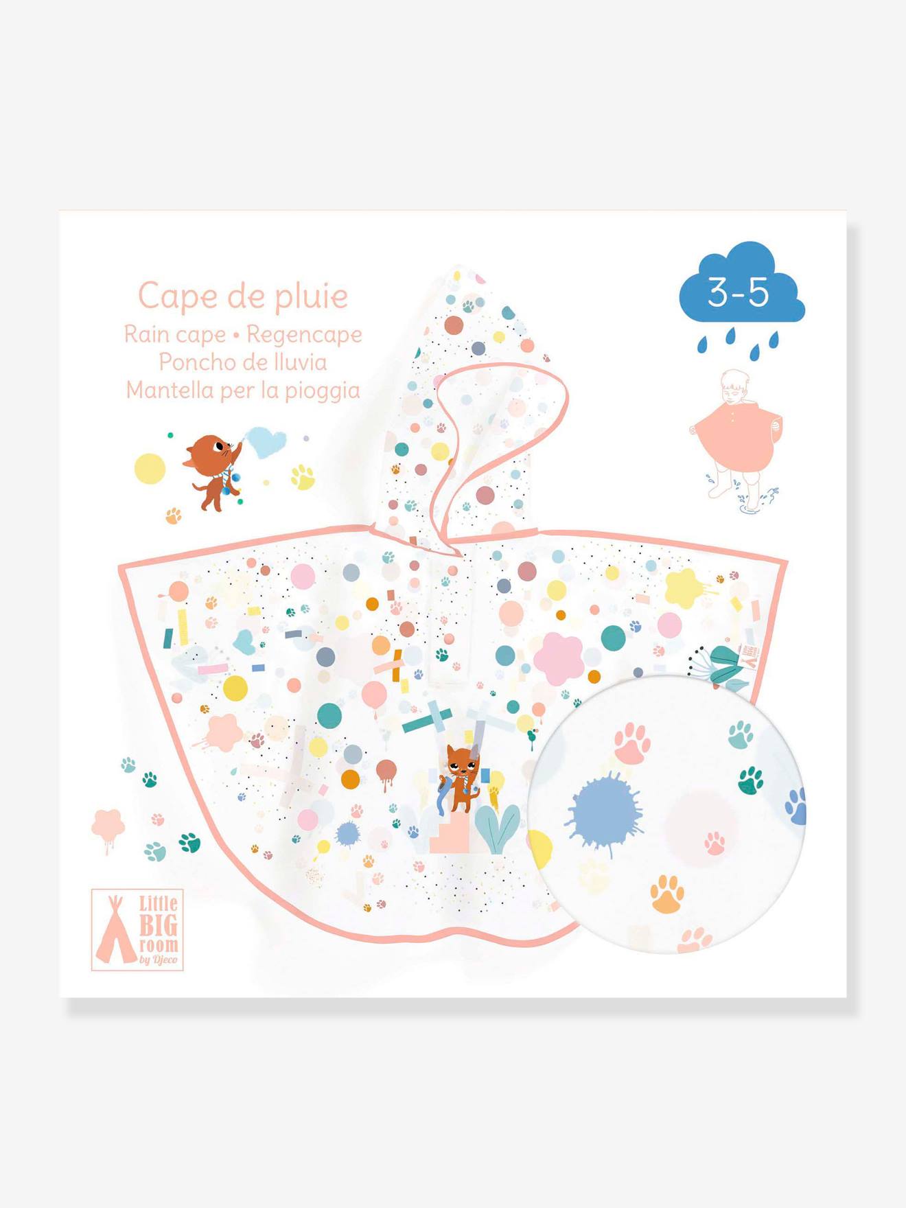 Djeco Kinder Regencape DJECO, 3/5 Jahre - rot
