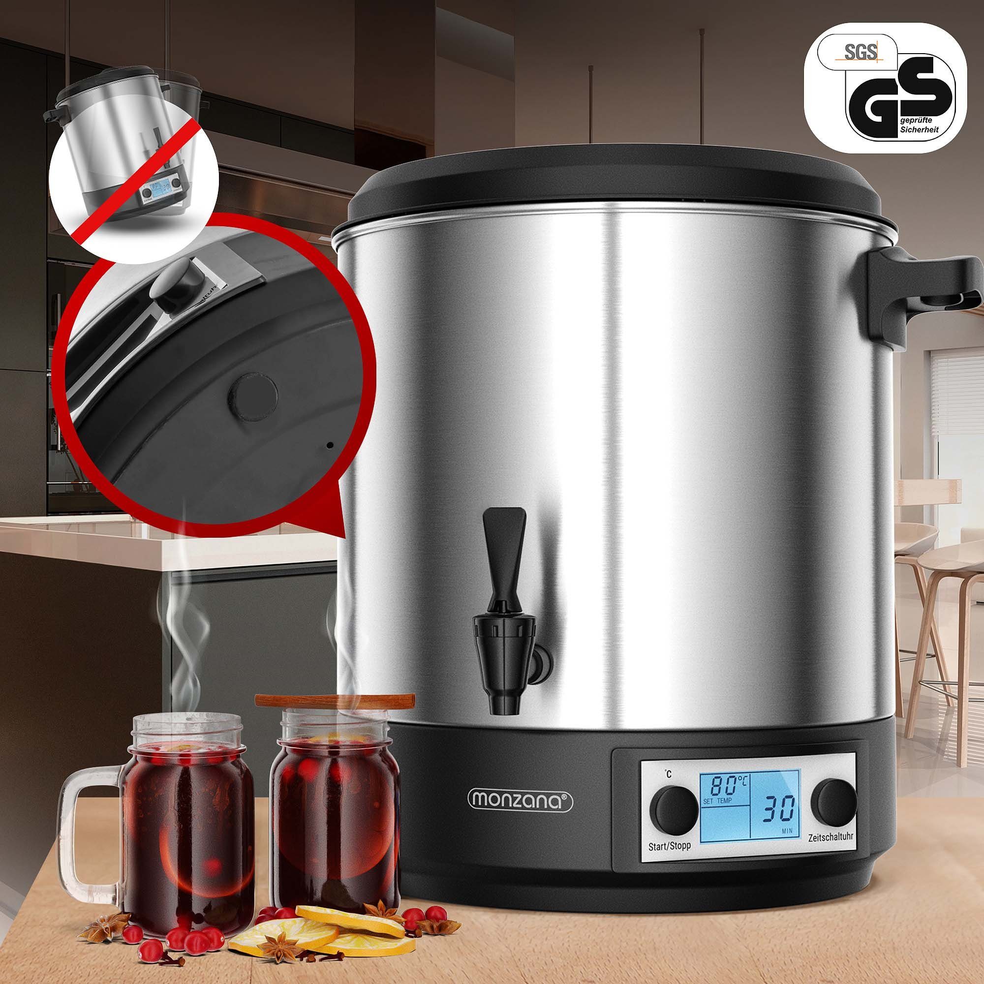 monzana Einkoch- und Glühweinautomat, 1800 W, 28 L Glühweinkocher LCD Display Einkochtopf mit Timer