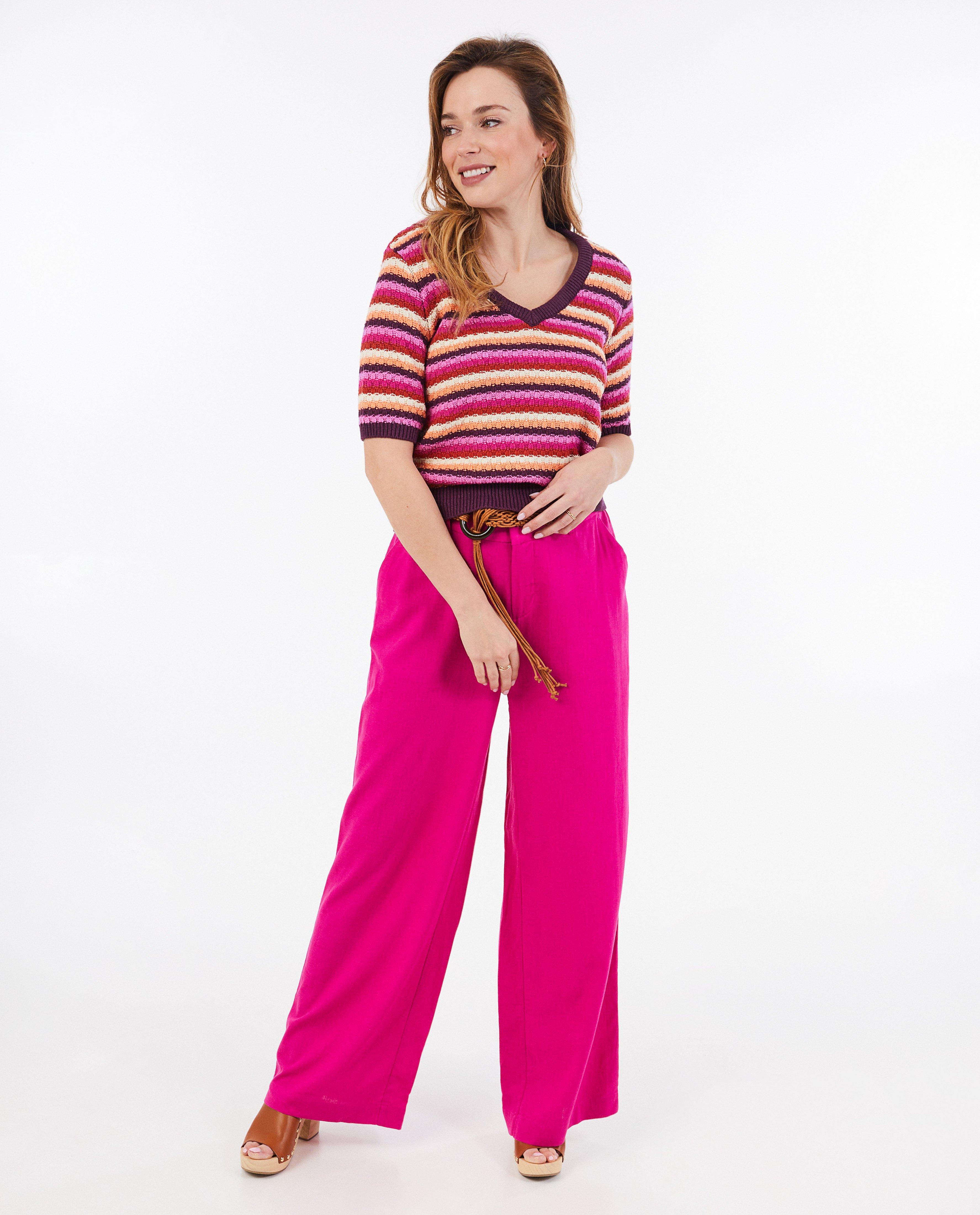 Dina Tersago Byxor med linne, vid passform rosa