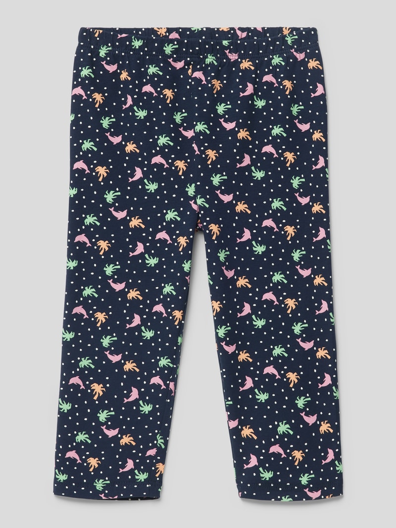 Leggings mit Allover-Print in marineblau