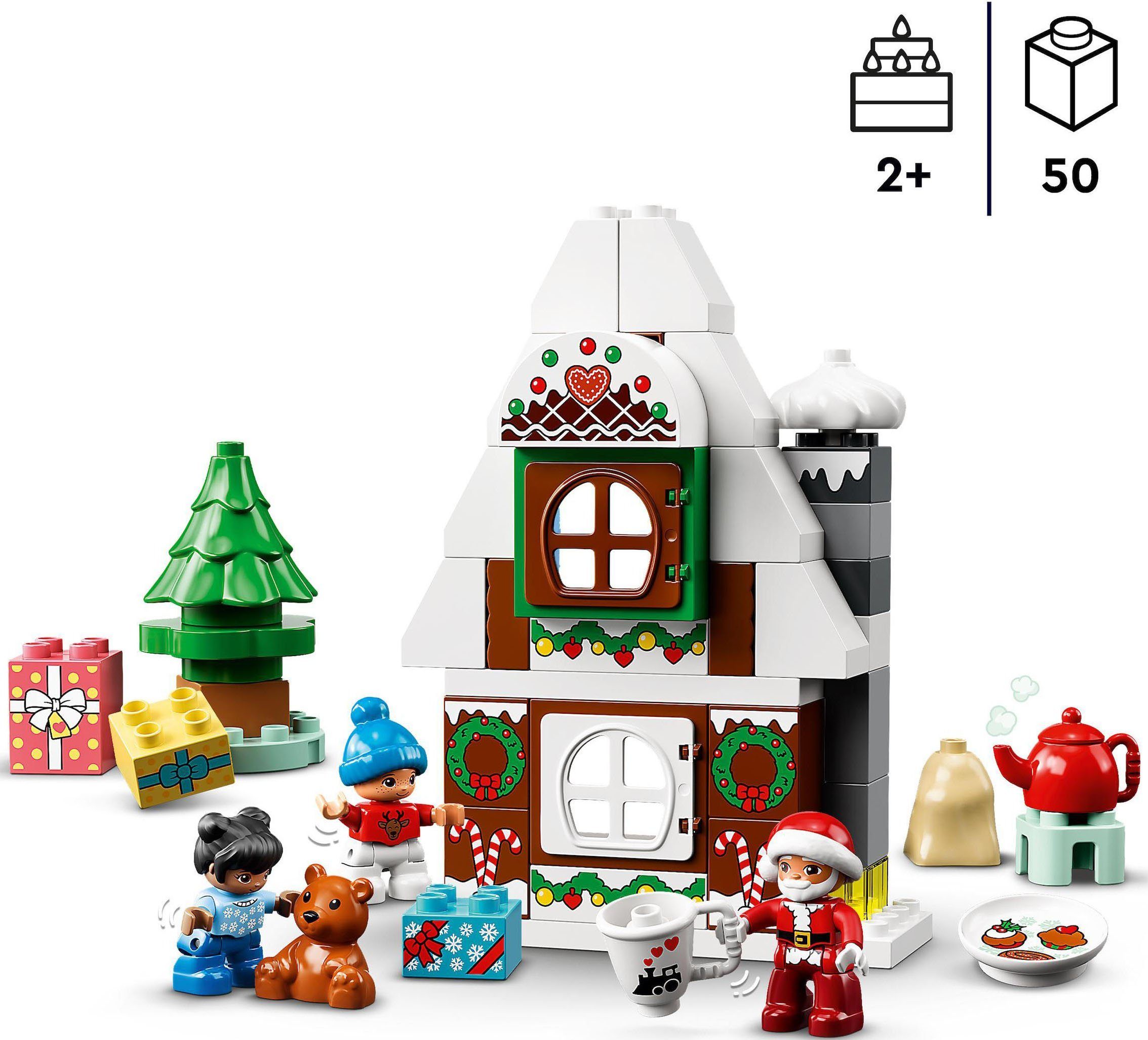 LEGO® Konstruktionsspielsteine Lebkuchenhaus mit Weihnachtsmann (10976), LEGO® DUPLO, (50 St)