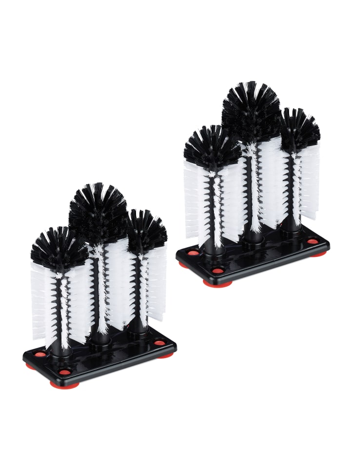 relaxdays 2x Gläserspülbürste in Weiß/Schwarz - (B)18,5 x (H)22 x (T)9,5 cm günstig kaufen onesize